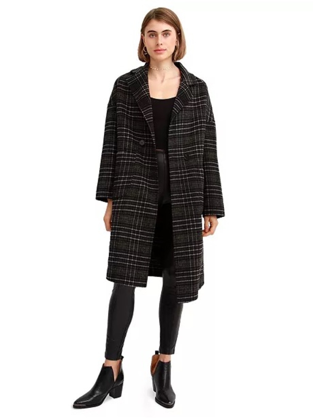 NWT Belle & Bloom Plaid Wool Blend Long Coat L $300